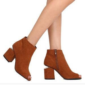 Qupid Bosa Peep Toe Bootie